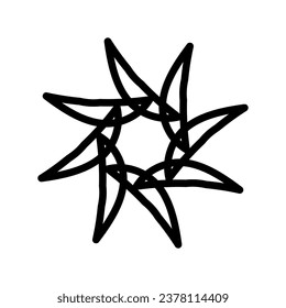 Black, draw flower thick line. Vector illustration.