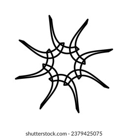 Black, draw flower thick line. Vector illustration.
