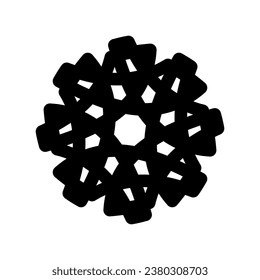 Black, draw flower thick line. Vector illustration.