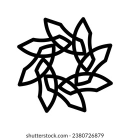 Black, draw flower thick line. Vector illustration.