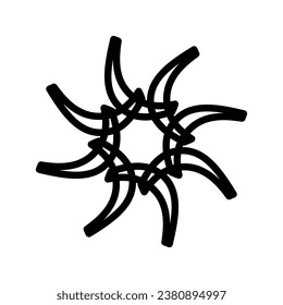 Black, draw flower thick line. Vector illustration.