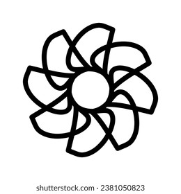 Black, draw flower thick line. Vector illustration.