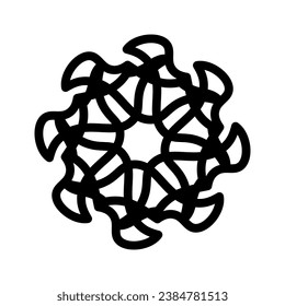 Black, draw flower thick line. Vector illustration.