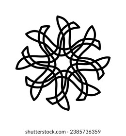 Black, draw flower thick line. Vector illustration.