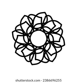 Negro, traza la línea gruesa de la flor. Ilustración vectorial.