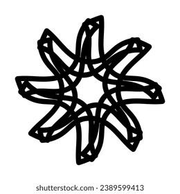 Black, draw flower thick line. Vector illustration.