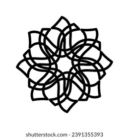 Black, draw flower thick line. Vector illustration.