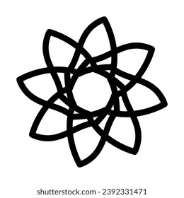 Black, draw flower thick line. Vector illustration.