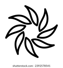 Black, draw flower thick line. Vector illustration.