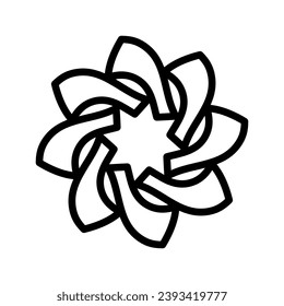 Black, draw flower thick line. Vector illustration.