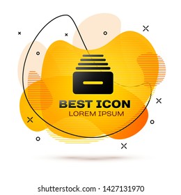 Black Drawer with documents icon isolated on white background. Archive papers drawer. File Cabinet Drawer. Office furniture. Fluid color banner. Vector Illustration