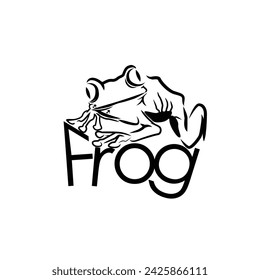 black drawing art frog patch at wall logo design inspiration