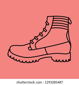 Black drawing boot  on a pink background.