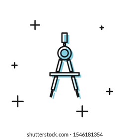 Black Drawing compass icon isolated on white background. Compasses sign. Drawing and educational tools. Geometric instrument.  Vector Illustration