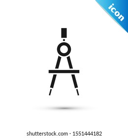 Black Drawing compass icon isolated on white background. Compasses sign. Drawing and educational tools. Geometric instrument.  Vector Illustration