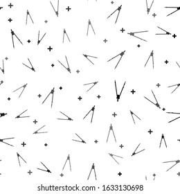 Black Drawing compass icon isolated seamless pattern on white background. Compasses sign. Drawing and educational tools. Geometric instrument. Education sign. Vector Illustration
