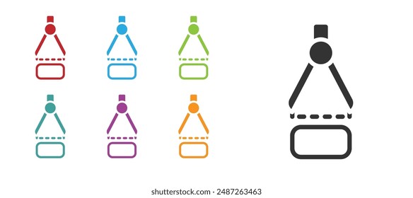 Icono de brújula de dibujo negro aislado sobre fondo blanco. Señal de brújulas. Herramientas de dibujo y educativas. Instrumento geométrico. Establecer iconos coloridos. Vector