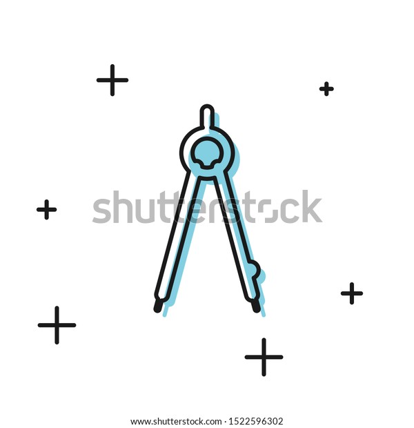Black Drawing compass icon isolated on white
background. Compasses sign. Drawing and educational tools.
Geometric instrument.  Vector
Illustration
