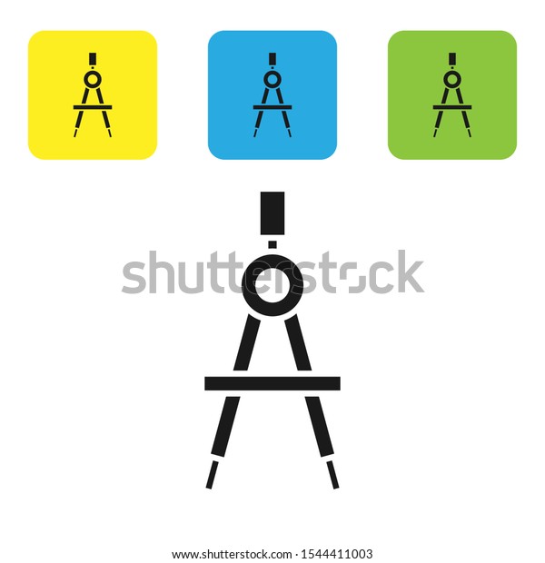 Black\
Drawing compass icon isolated on white background. Compasses sign.\
Drawing and educational tools. Geometric instrument. Set of\
colorful square icon buttons. Vector\
Illustration