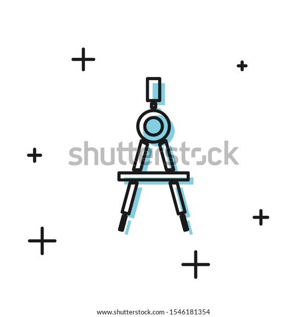 Black Drawing compass icon isolated on white\
background. Compasses sign. Drawing and educational tools.\
Geometric instrument.  Vector\
Illustration