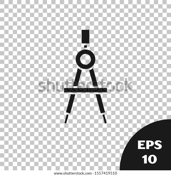 Black Drawing compass icon isolated on\
transparent background. Compasses sign. Drawing and educational\
tools. Geometric instrument.  Vector\
Illustration