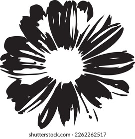 black drawing flower daisy silhouette wall art