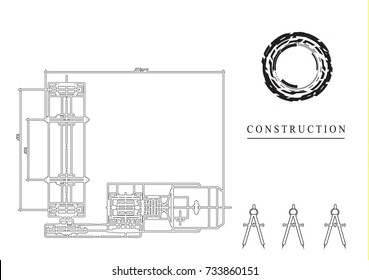 black drawing on a white background, engineering