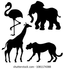 black drawing silhouettes of animals