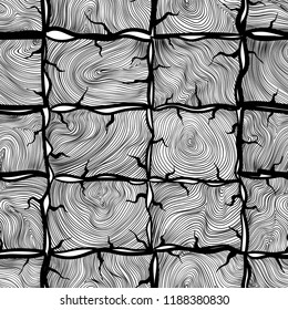 black drawing timber outlines seamless pattern