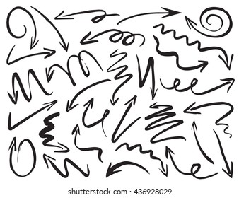 Black Drawn Arrows. Vector Illustration.