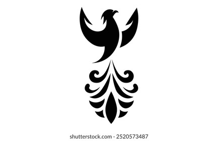 Black drawn phoenix silhouette symbol