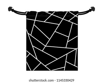 Black Drawstring Bag Design Vector
With Squares White Graphic Lines Style.