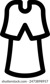 icono de vestido negro. Diseño De Estilo Lineal Delgado Aislado Sobre Fondo Blanco