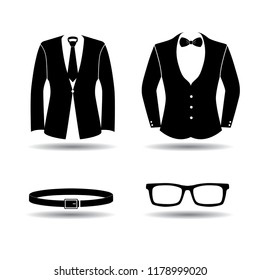 Black Dress set suit Vector design accessory.