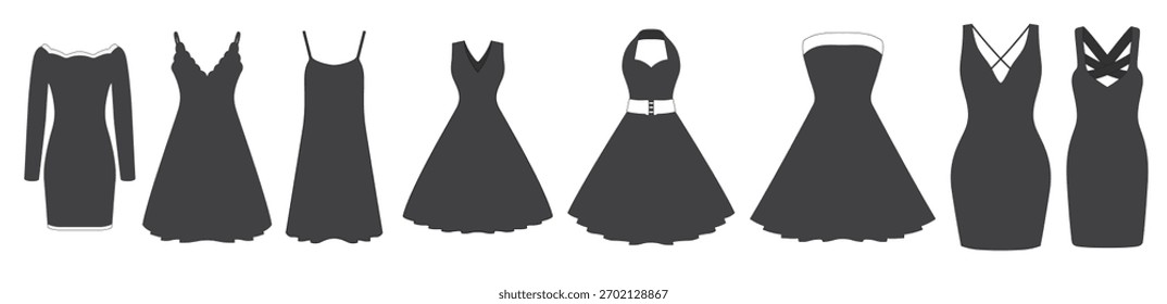 Conjunto de vestidos negros Ilustración vectorial
