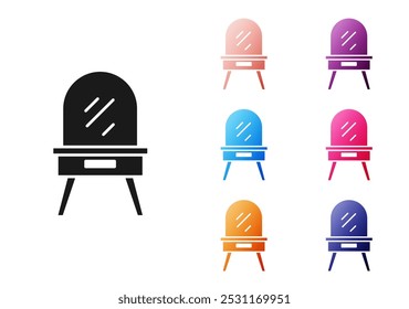 Icono negro de la tabla de vestir aislado en el fondo blanco. Establecer iconos coloridos. Vector