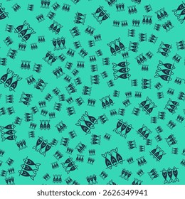 Black Dried fish icon isolated seamless pattern on green background.  Vector