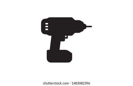 Black Drill machine icon isolated on white background