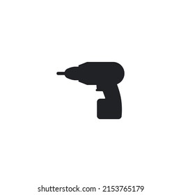 Black Drill machine icon isolated on white background. Icon for UI design.