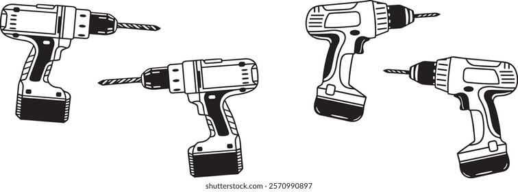 Black drill silhouette vector art on white background