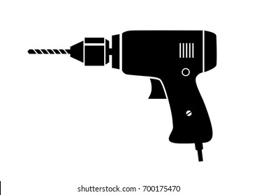 Black drill vector icon on white background