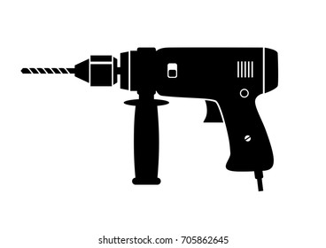 Black drill vector icon on white background
