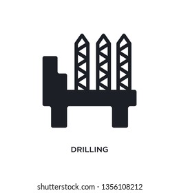 black drilling isolated vector icon. simple element illustration from industry concept vector icons. drilling editable logo symbol design on white background. can be use for web and mobile