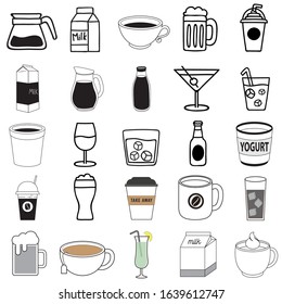 black drink icon tea coffee milk beer juice