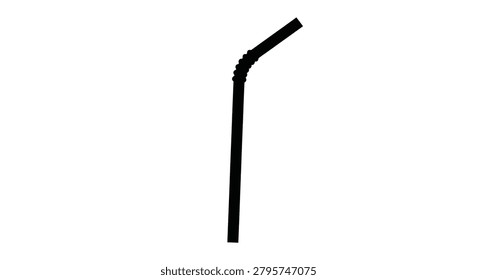 Black Drinking Straw Silhouette On White Background