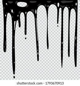 Black drip vector illustration isolated on a transparent background.