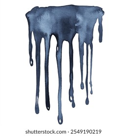 black Drip watercolor clipart illustration