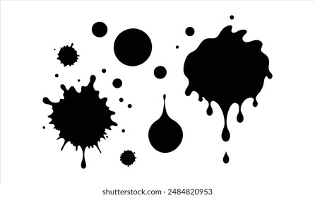 Black dripping ink icon. Editable stroke. Vector illustration.