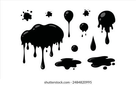 Schwarzes Symbol für tropfende Tinte. Bearbeitbarer Strich. Vektorillustration.