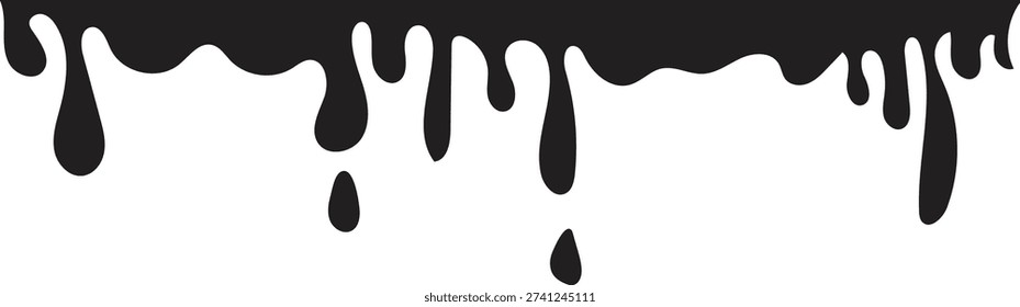 Black dripping liquid border vector illustration.